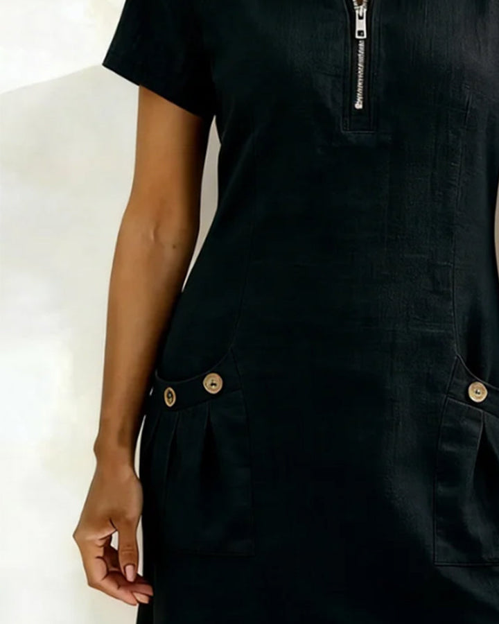Lia | Cotton Dress with Zip Pocket