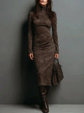 Selwynne | High-Neck Suede Maxi Dress