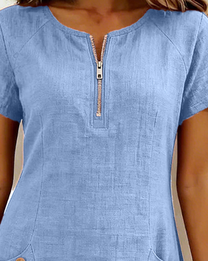 Lia | Cotton Dress with Zip Pocket