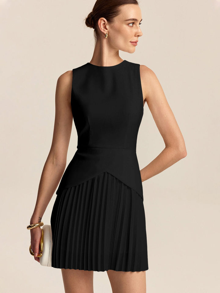 Pleated Hem Mini Dress