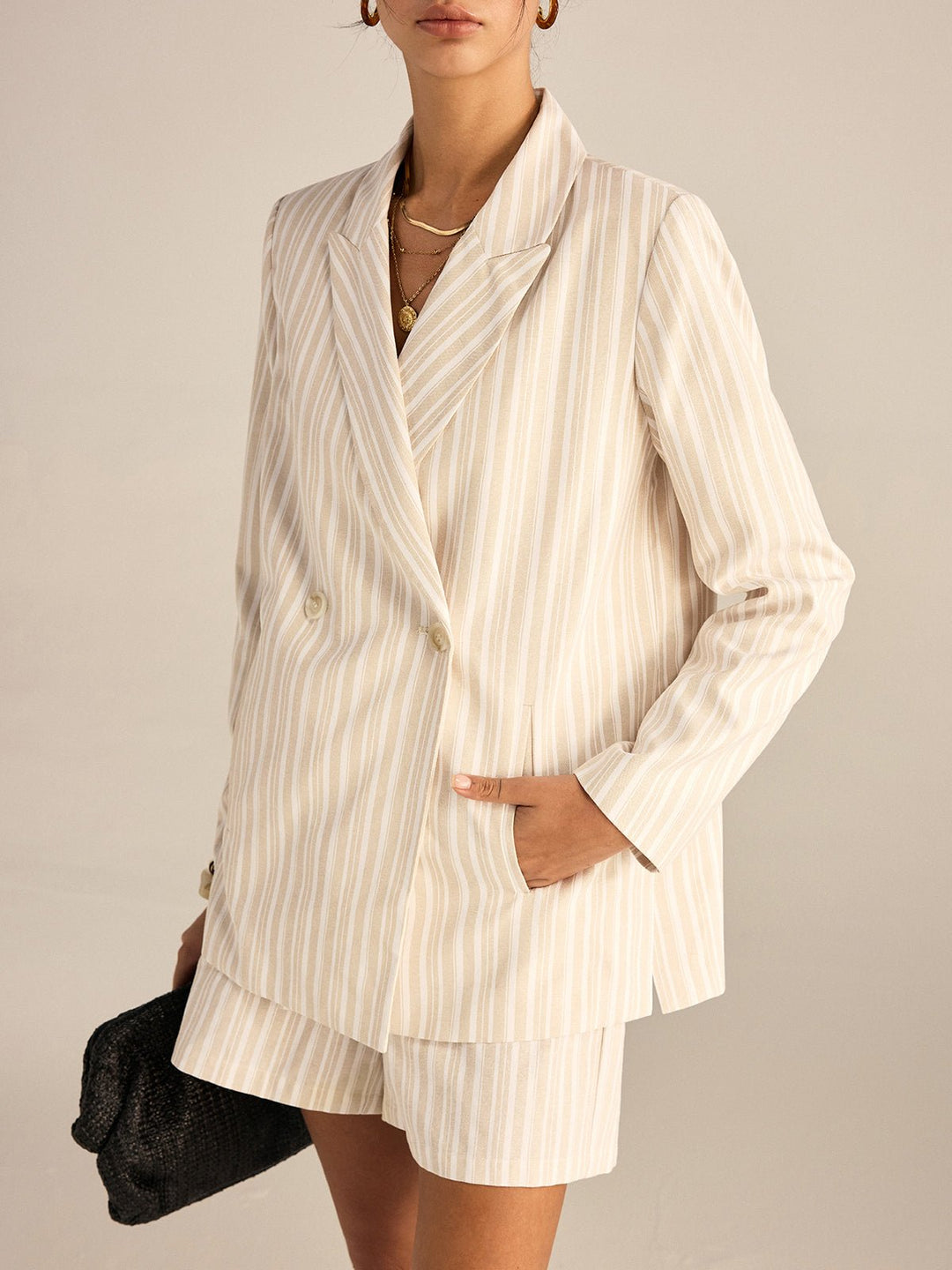 Striped Double-Breasted Blazer