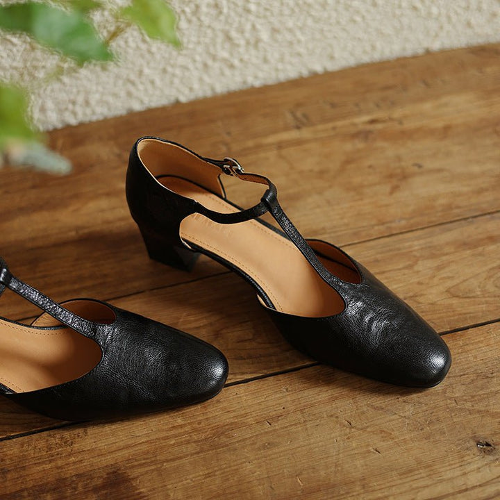 Elowen Leather T-Strap Heels