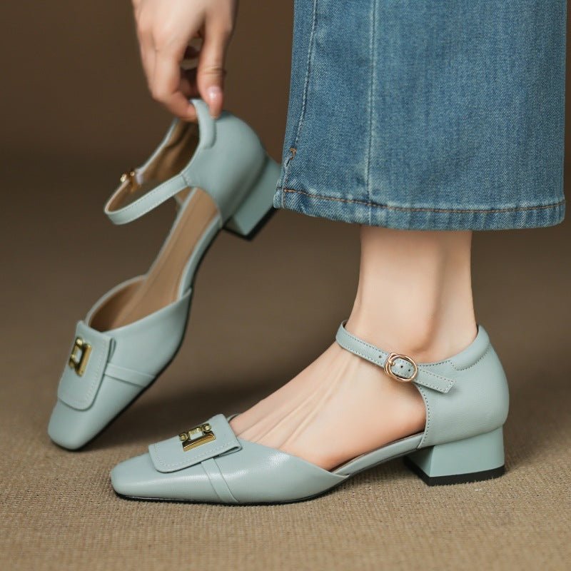 Elvane Buckle Leather Mary-Janes