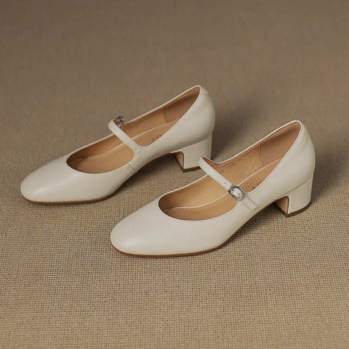 Corinne Leather Round-Toe Mary Jane