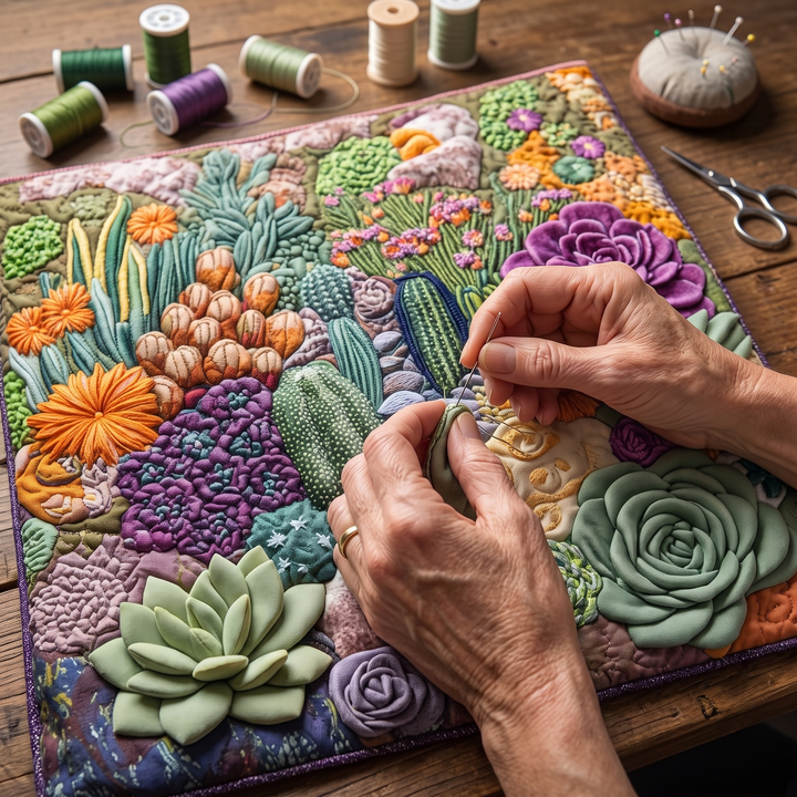 Artisanal Tote Bag - Succulent Garden