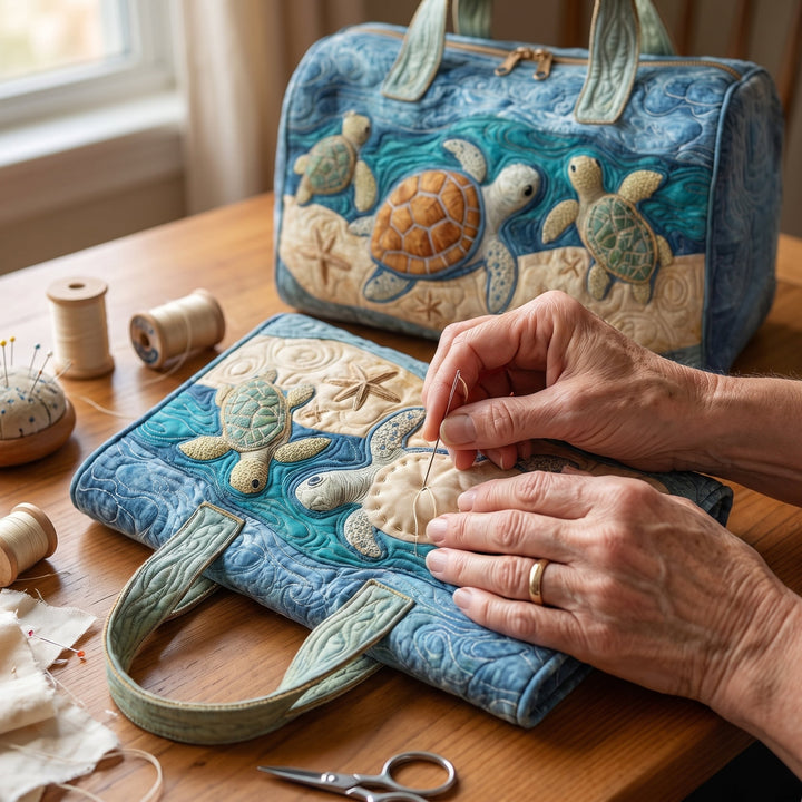 Turtly Cute Quilted Duffle Bag