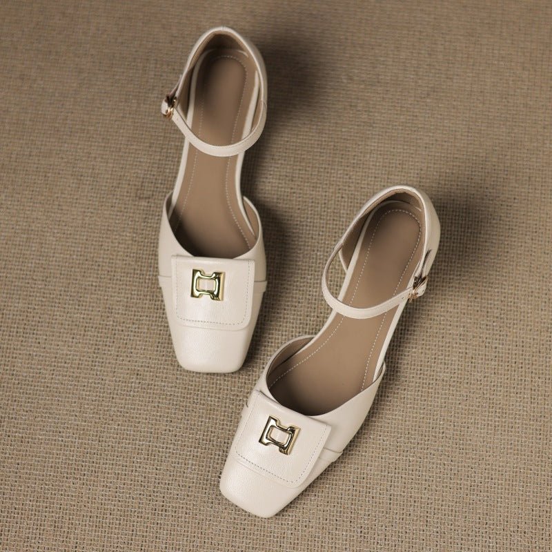 Elvane Buckle Leather Mary-Janes
