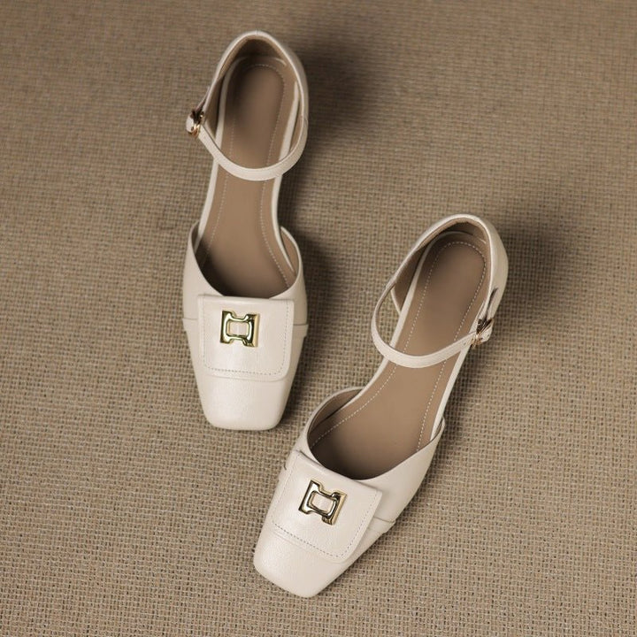 Elvane Buckle Leather Mary-Janes