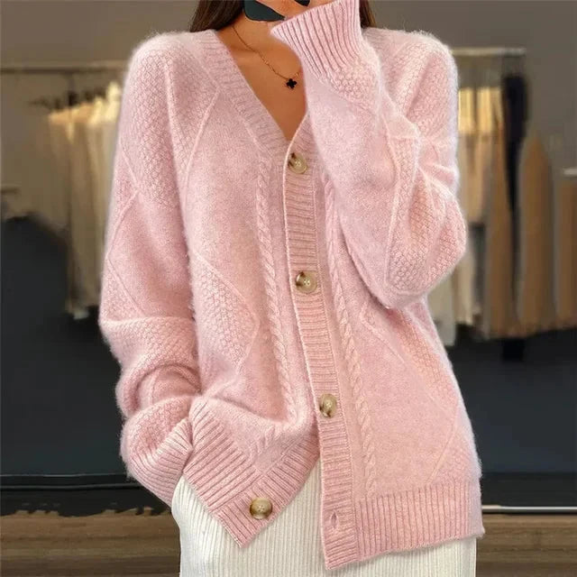 ALIYAH | DIAMOND KNIT BUTTON CARDIGAN FOR WOMEN
