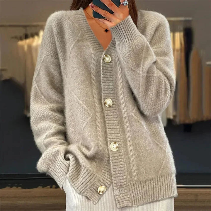 ALIYAH | DIAMOND KNIT BUTTON CARDIGAN FOR WOMEN