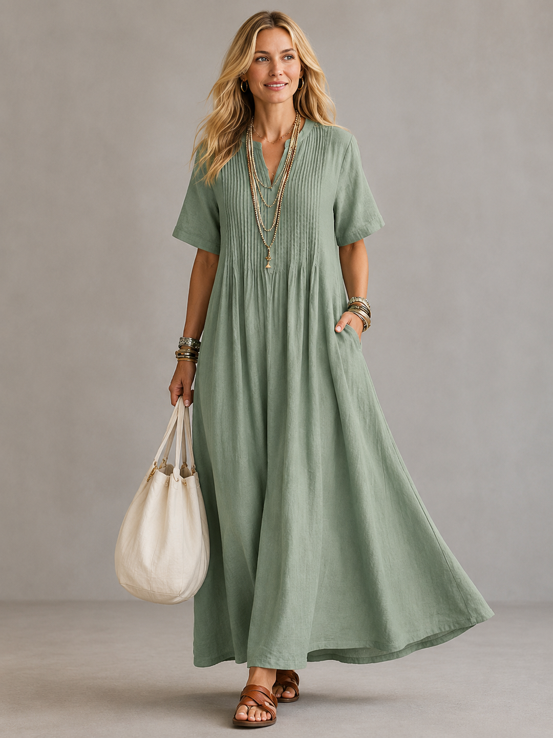 NATHALIA | PLEATED MAXI DRESS FOR WOMEN