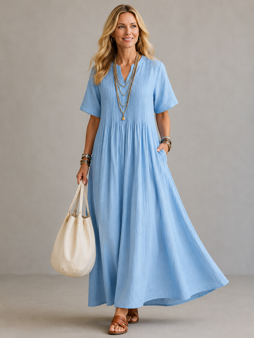 NATHALIA | PLEATED MAXI DRESS FOR WOMEN