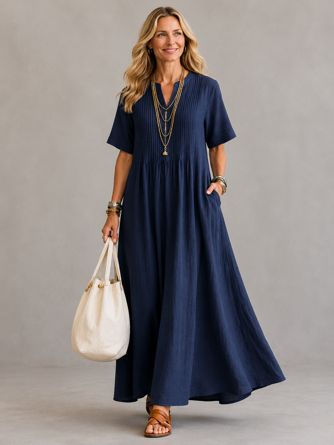 NATHALIA | PLEATED MAXI DRESS FOR WOMEN