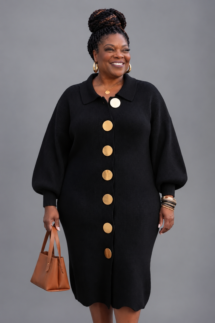 Evelyn | Elegant Button Knit Dress