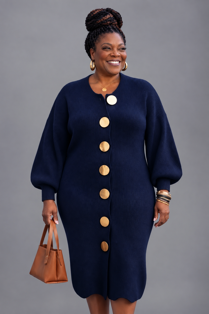 Evelyn | Elegant Button Knit Dress