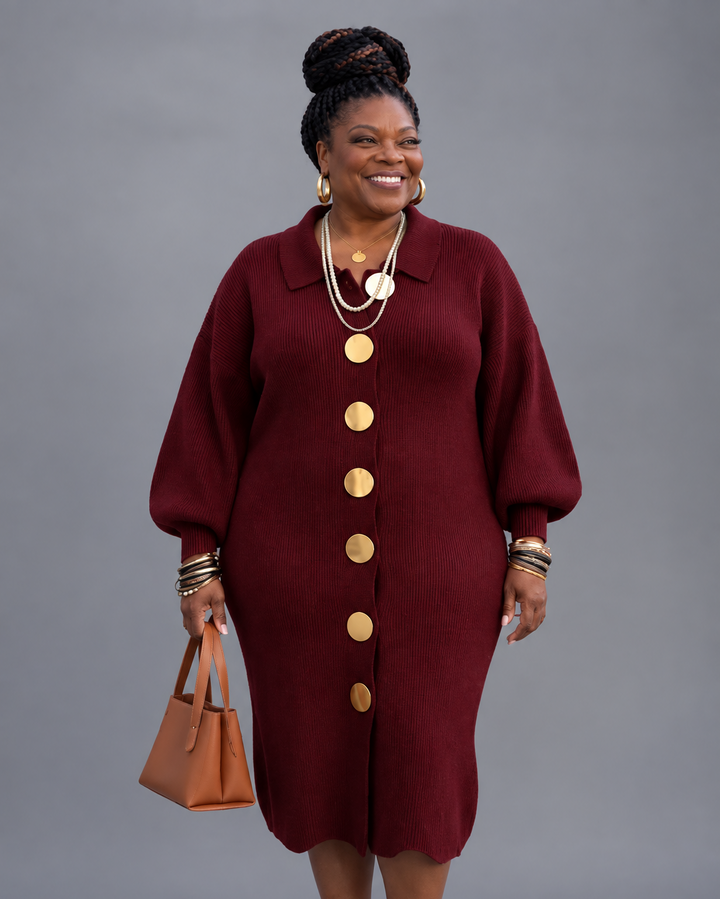 Evelyn | Elegant Button Knit Dress