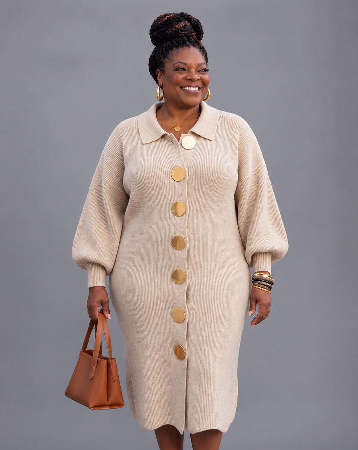 Evelyn | Elegant Button Knit Dress