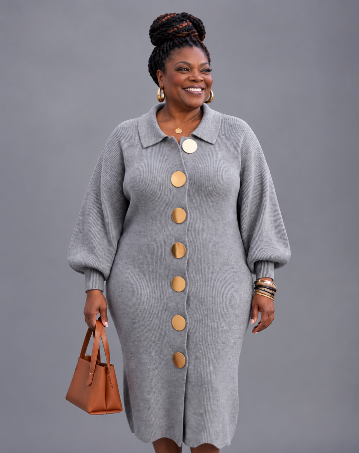 Evelyn | Elegant Button Knit Dress