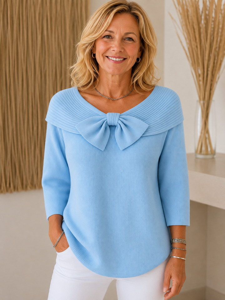 TIVELLA | SWEATER WITH BOW AND ROUND NECKLINE