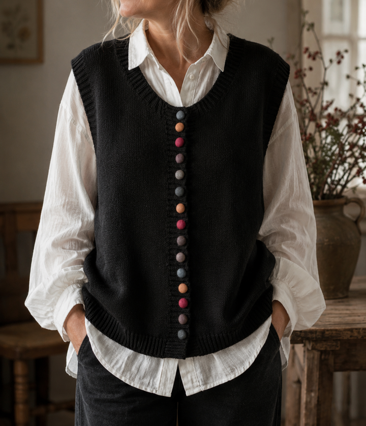 BELLA | BUTTON FRONT KNIT VEST FOR WOMEN