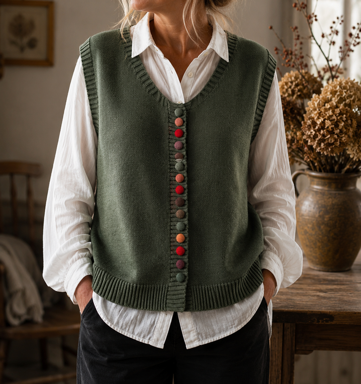 BELLA | BUTTON FRONT KNIT VEST FOR WOMEN