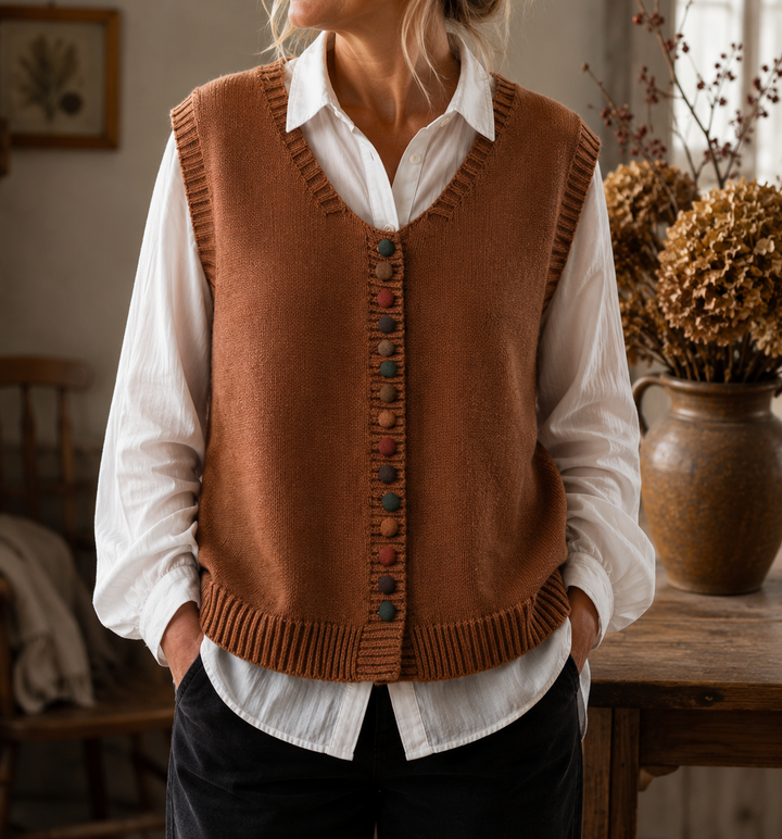 BELLA | BUTTON FRONT KNIT VEST FOR WOMEN