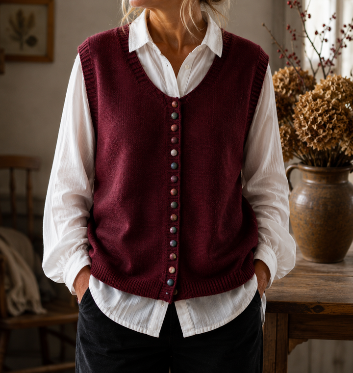 BELLA | BUTTON FRONT KNIT VEST FOR WOMEN