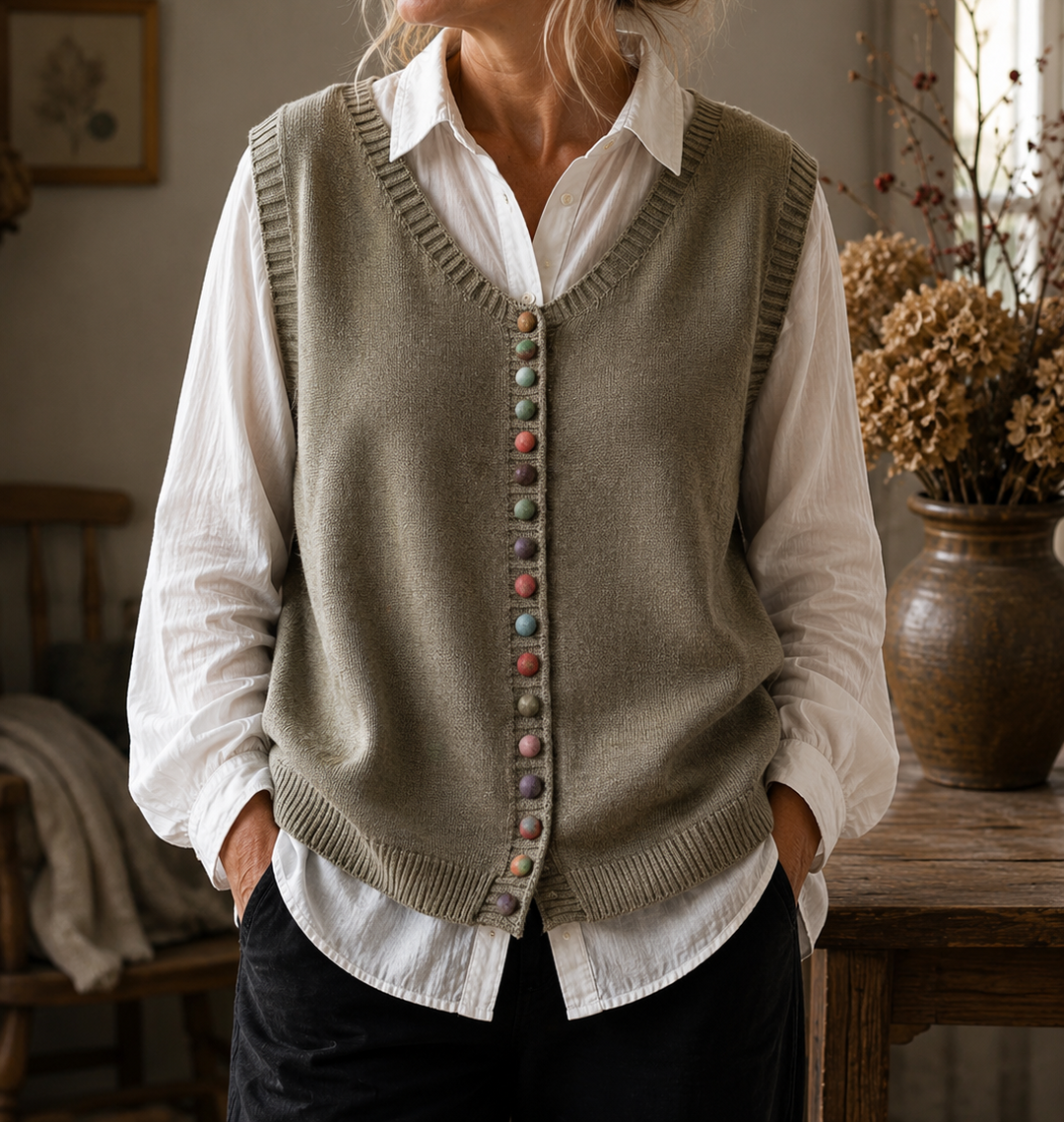 BELLA | BUTTON FRONT KNIT VEST FOR WOMEN