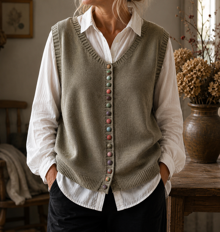 BELLA | BUTTON FRONT KNIT VEST FOR WOMEN