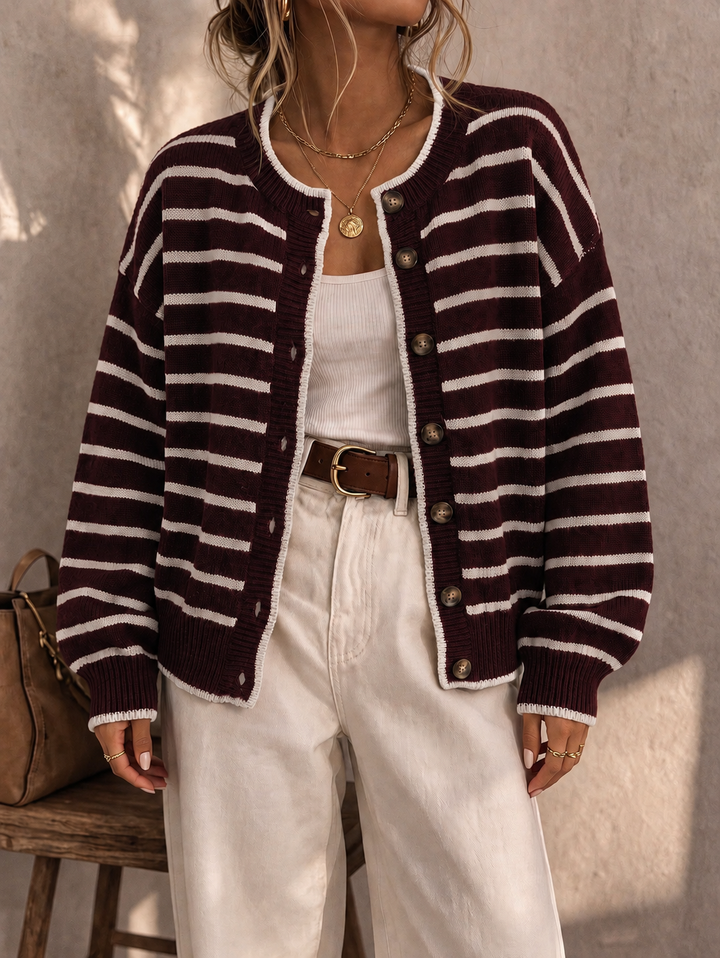 Mabel - Striped Knit Cardigan for Women