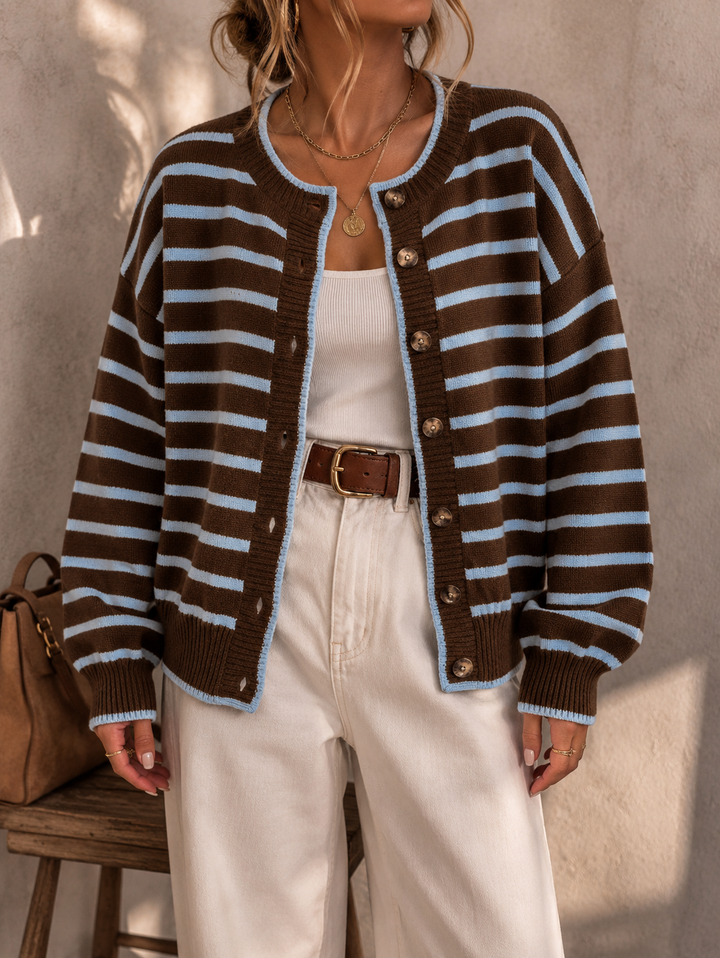 Mabel - Striped Knit Cardigan for Women