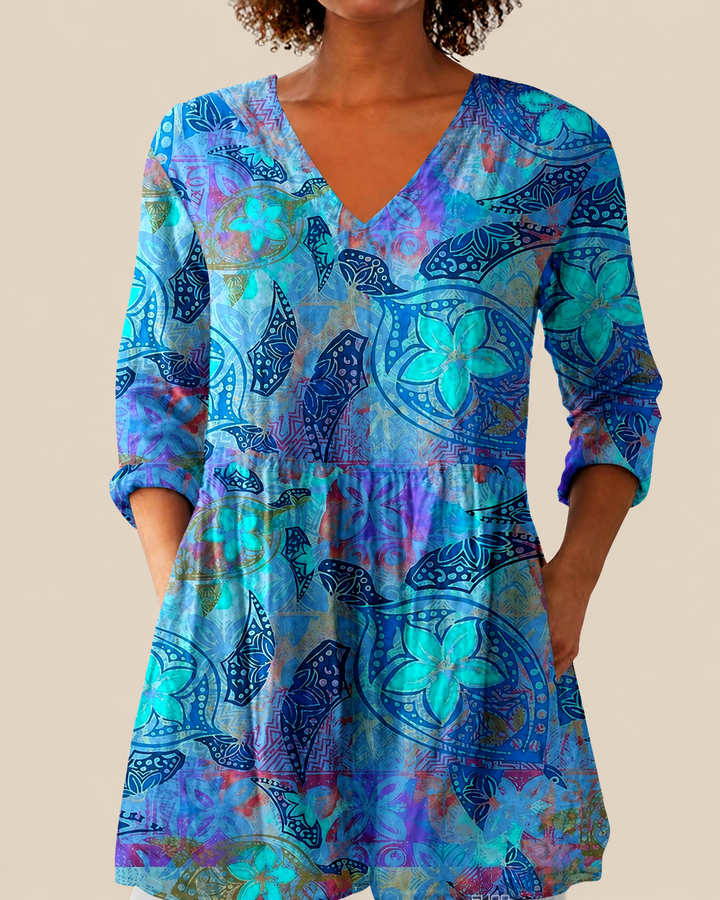 Riley | Long Blouse with Expressive Pattern