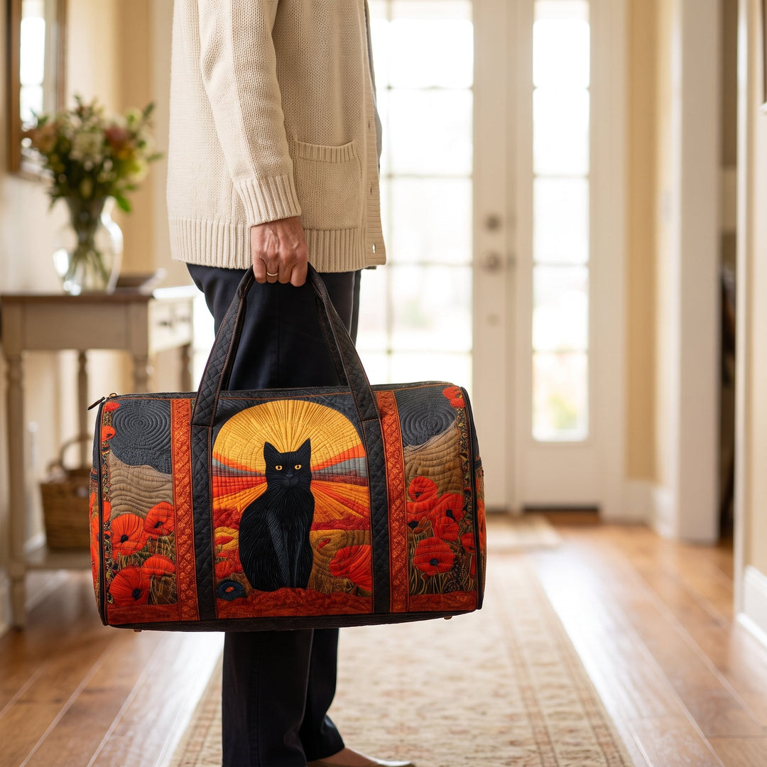 Sunset Cat Quilted Duffle Bag