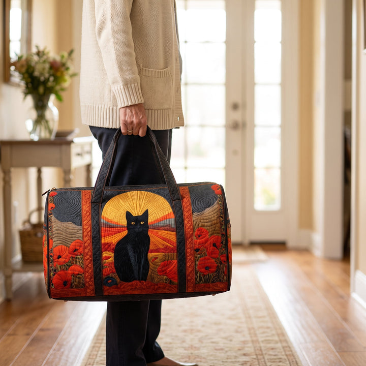 Sunset Cat Quilted Duffle Bag