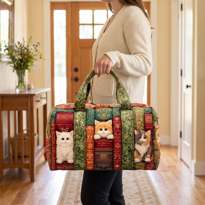 Cat Chapter Quilted Duffle Bag