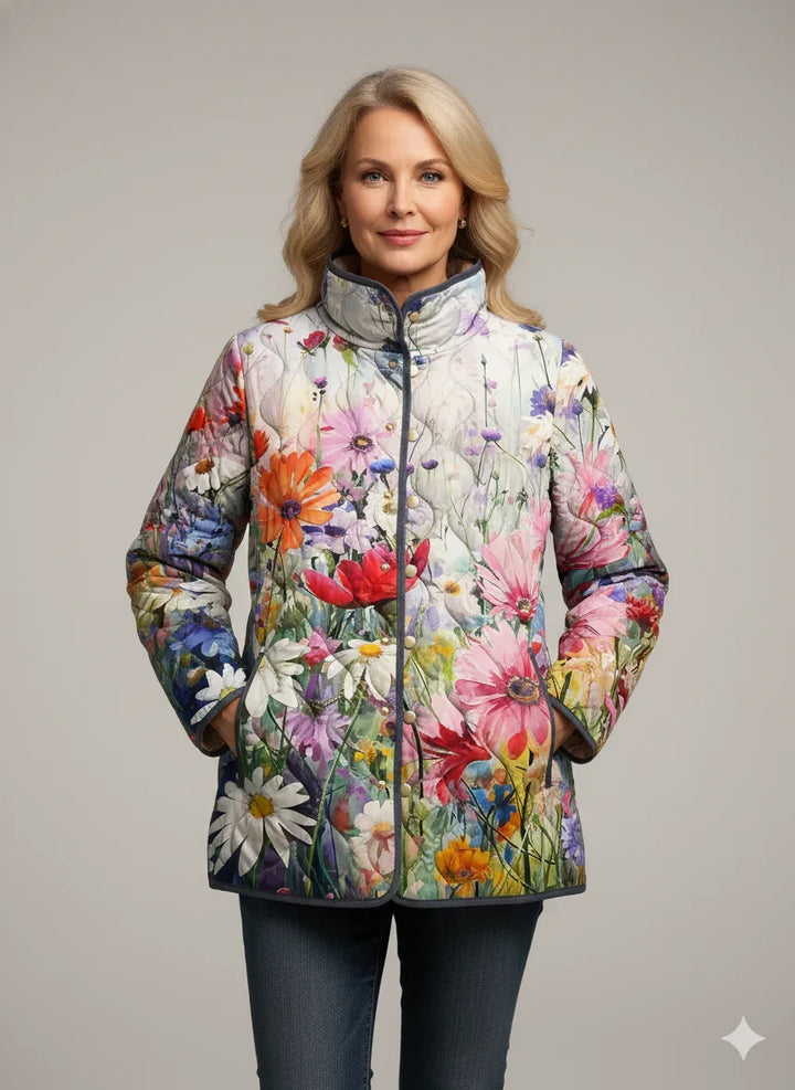 Kaia | Charming Vintage Floral Print Quilted Jacket