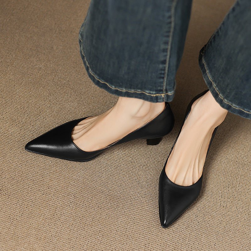 Calenne Leather Kitten Heels