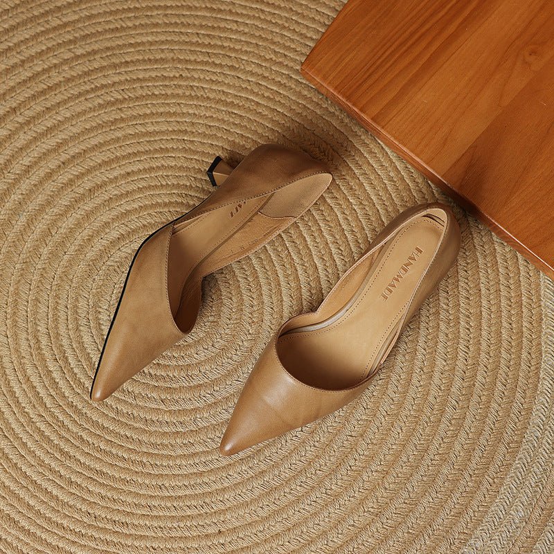 Ceyra Leather Kitten Heels