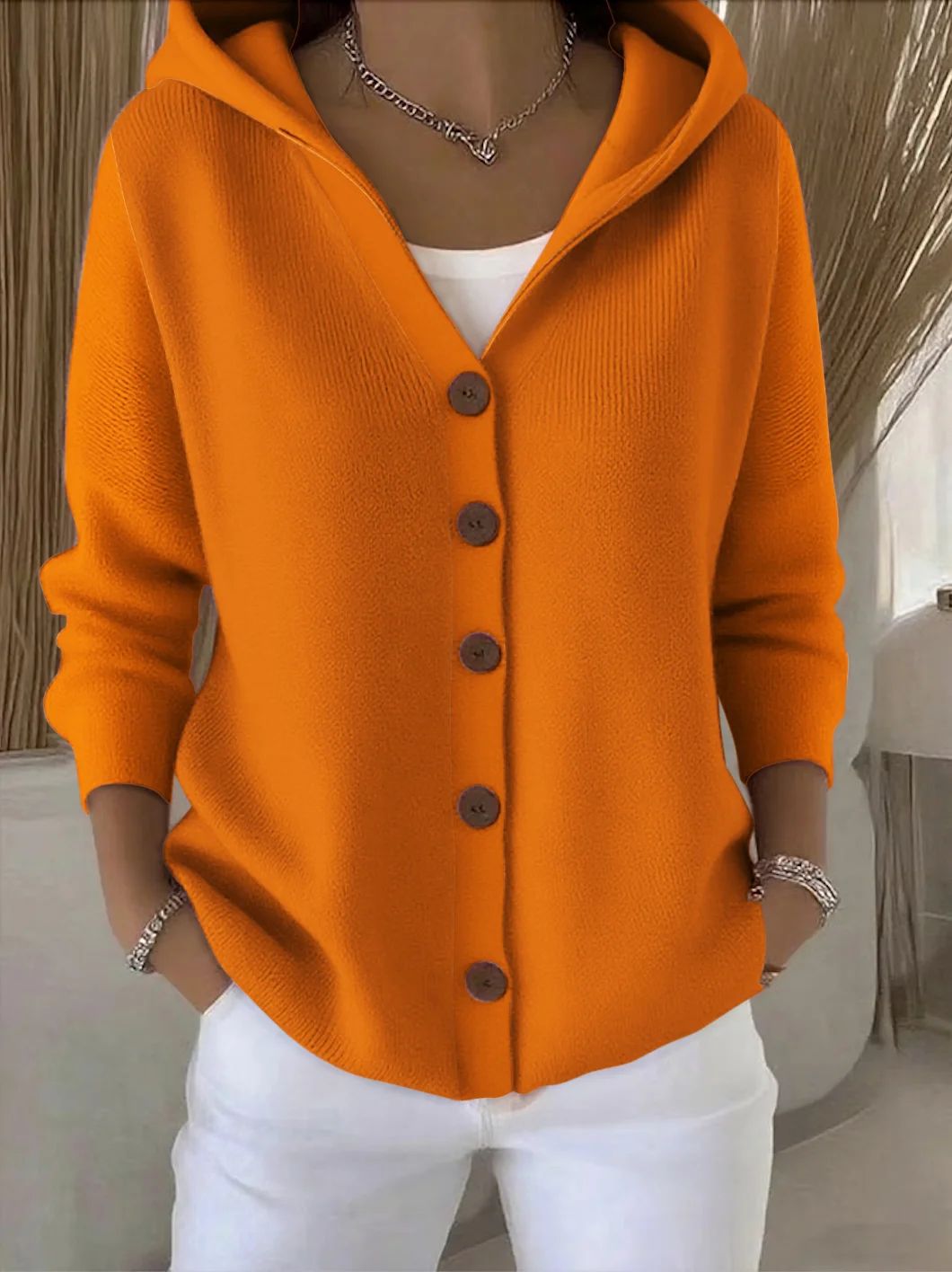 DARIENNE | HOODED BUTTON-UP CARDIGAN FOR WOMEN