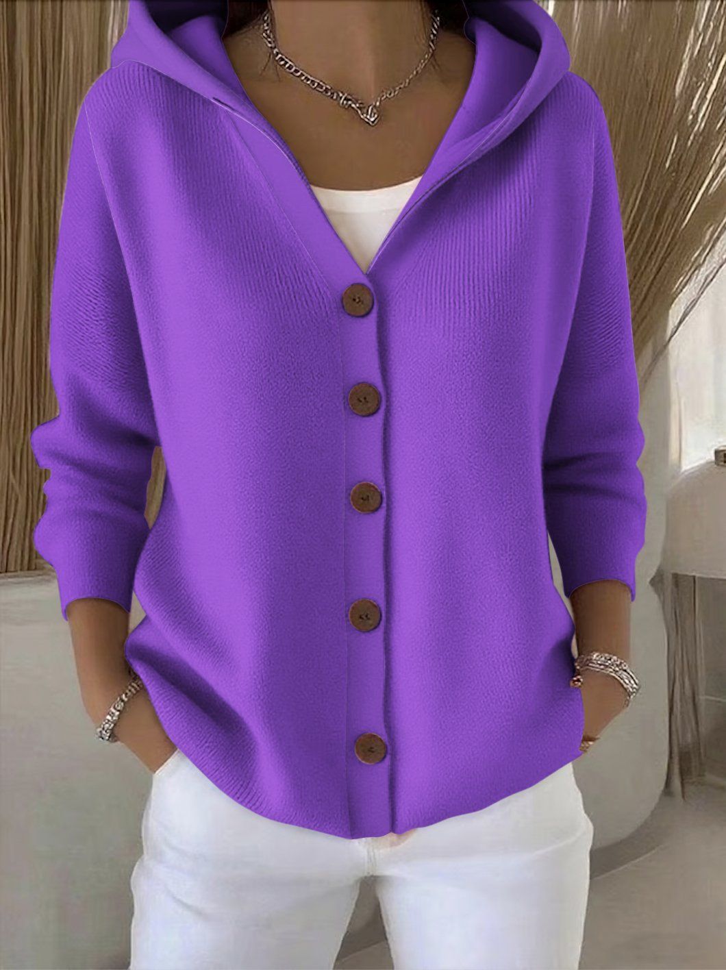 DARIENNE | HOODED BUTTON-UP CARDIGAN FOR WOMEN
