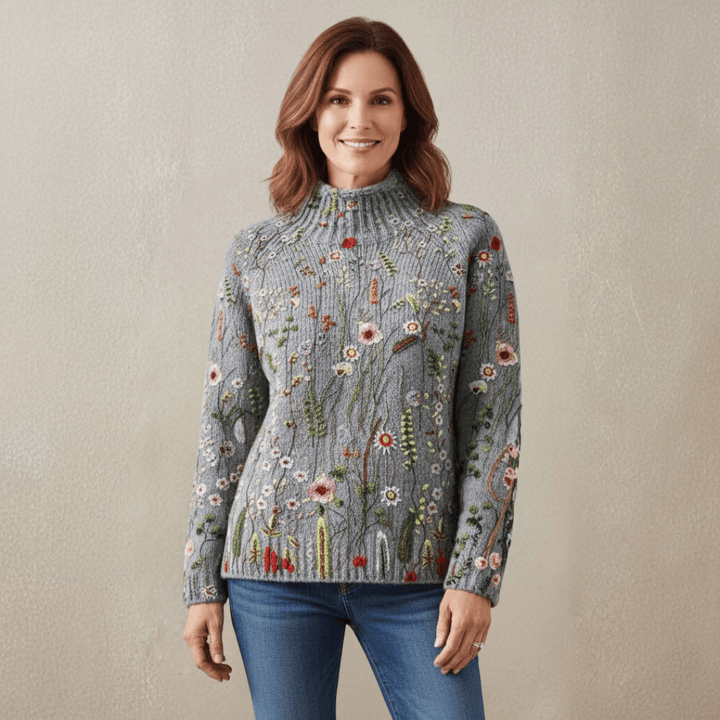 Maurine | Vintage floral print turtleneck sweater