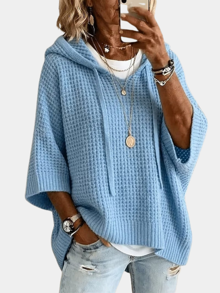 THALIA | WAFFLE HOODED JUMPER FOR WOMEN