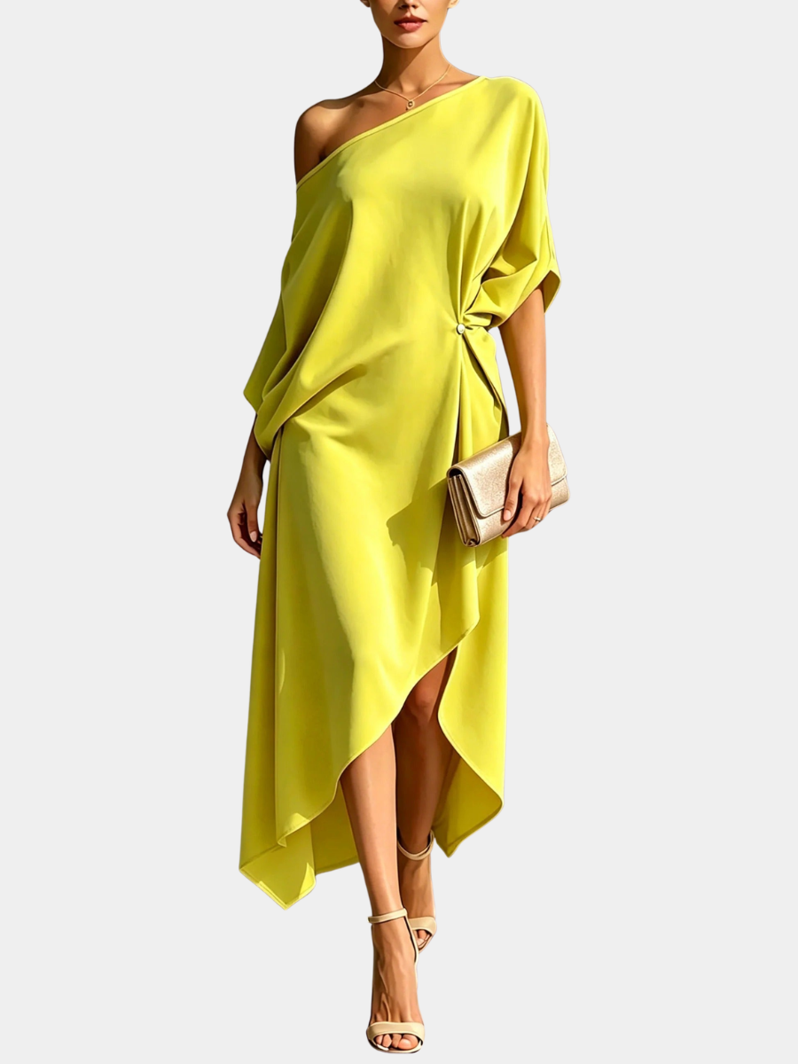 ISABELLA | CHIC ONE-SHOULDER MIDI DRESS FOR WOMEN