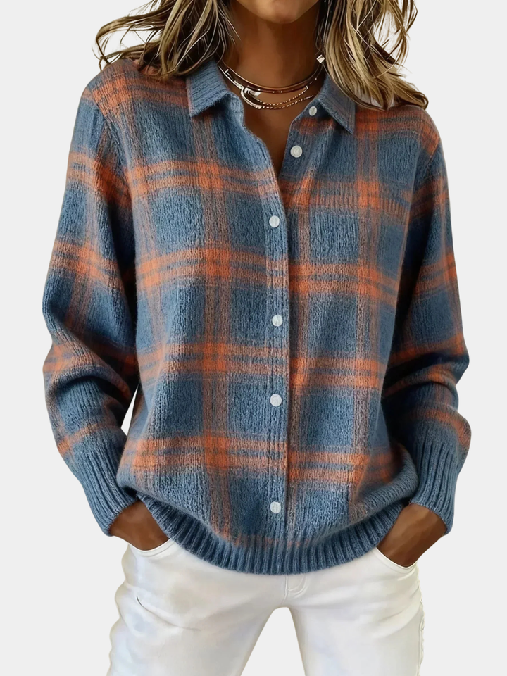 ANNA | PLAID BUTTON-UP TOP FOR WOMEN