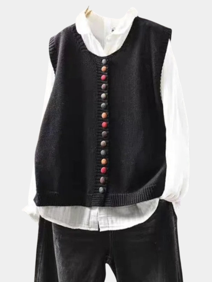 BELLA | BUTTON FRONT KNIT VEST FOR WOMEN