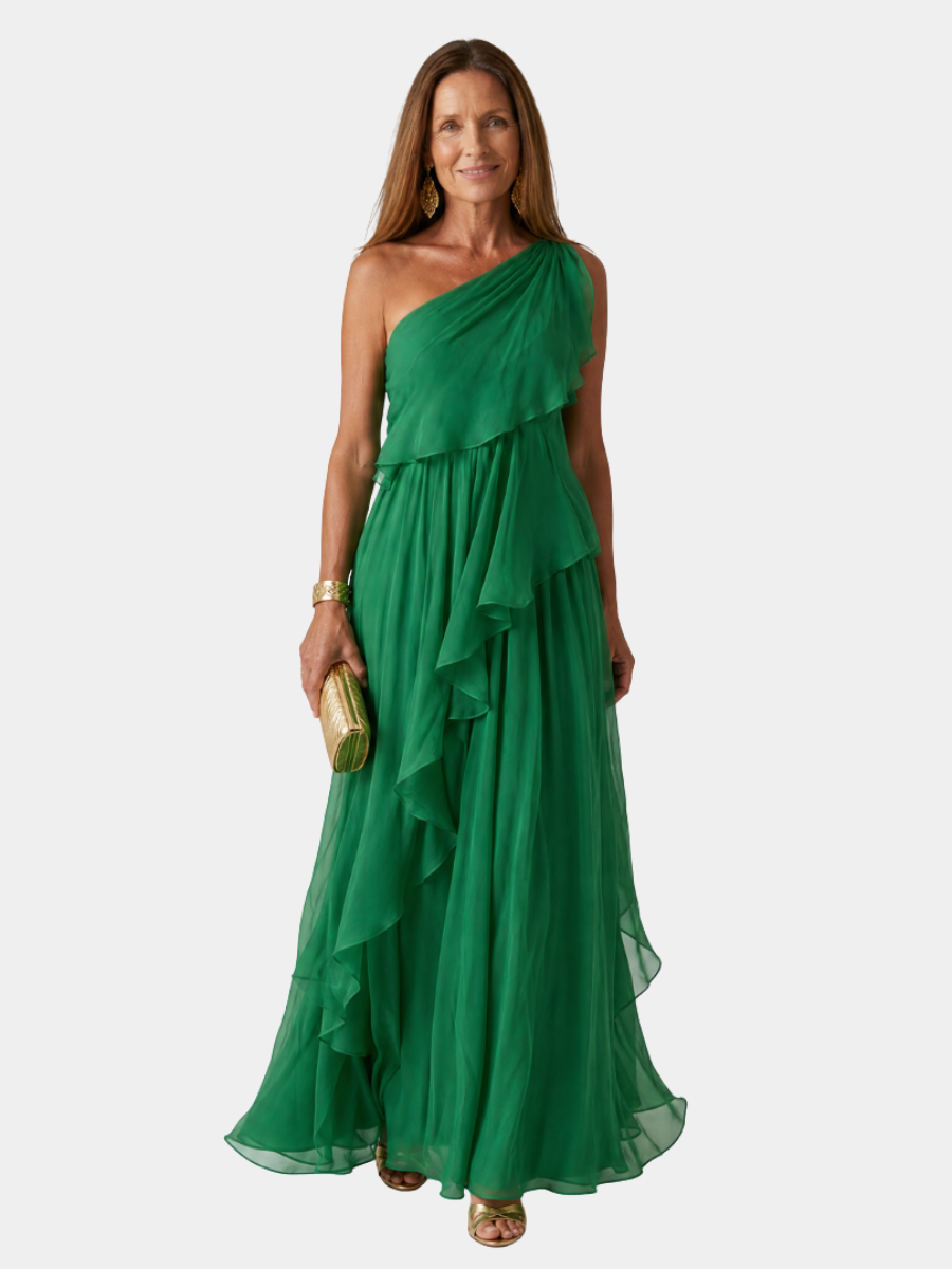 ELIANA | ONE-SHOULDER CHIFFON MAXI DRESS FOR WOMEN