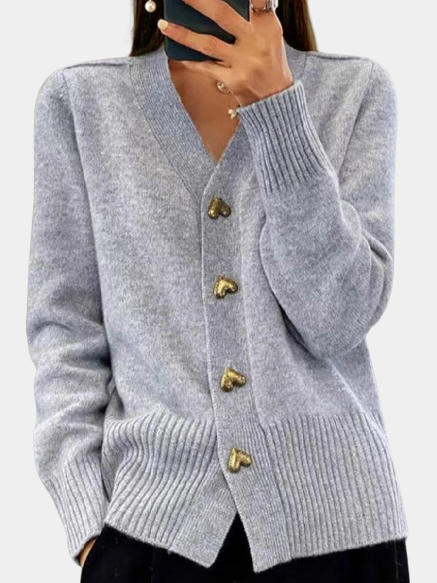 BEATRICE | HEART BUTTON CARDIGAN FOR WOMEN