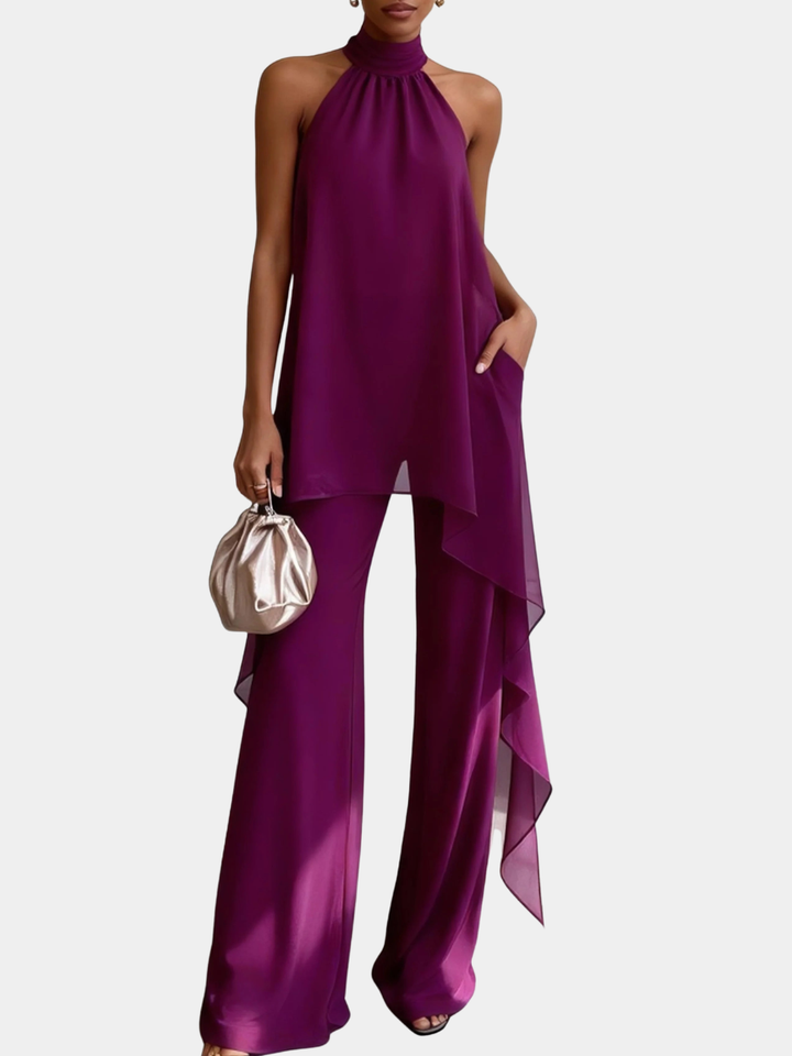 SOFIA | ASYMMETRIC HALTER TWO-PIECE SET FOR WOMEN