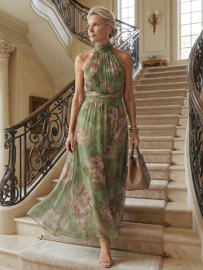 Bellthorne | Gathered Halter Midi Dress