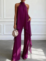 SOFIA | ASYMMETRIC HALTER TWO-PIECE SET FOR WOMEN